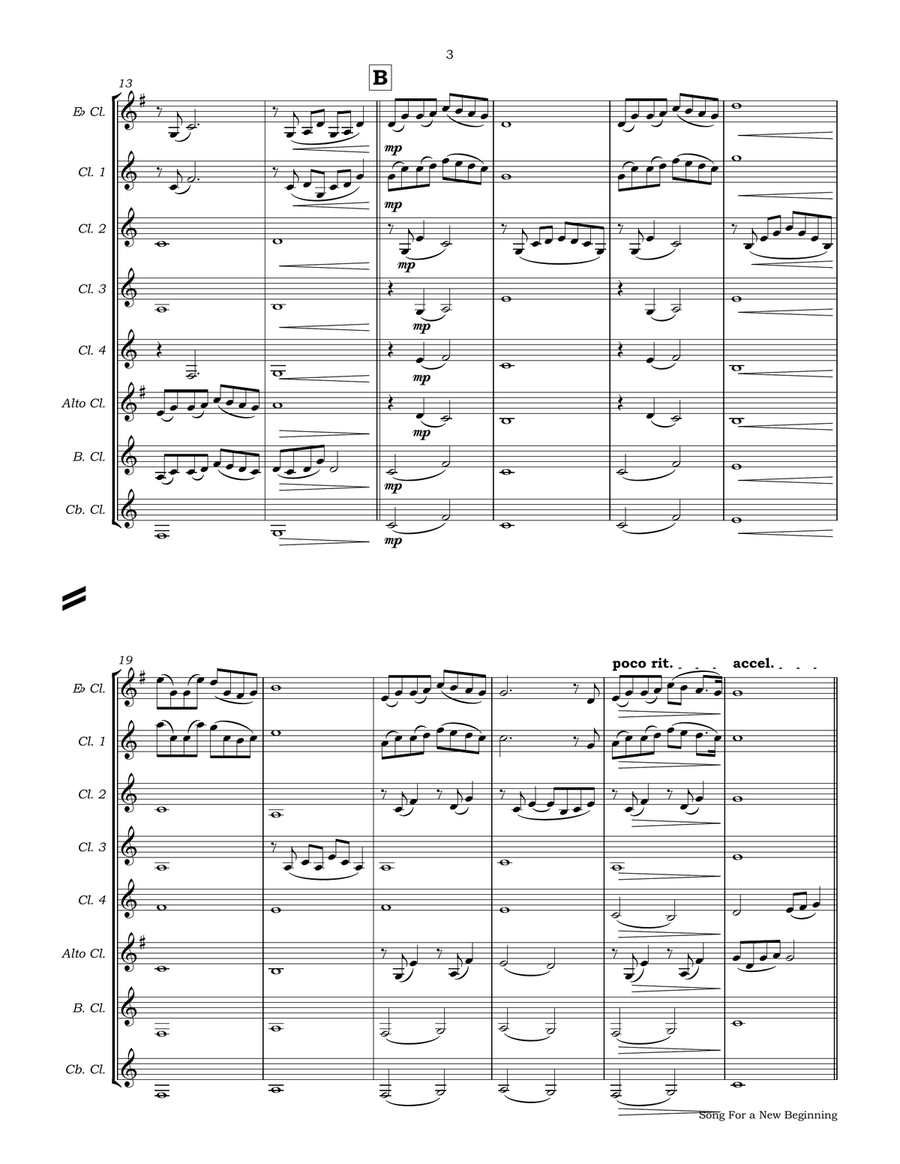 Song For A New Beginning Clarinet Choir scores gallery preview page 6