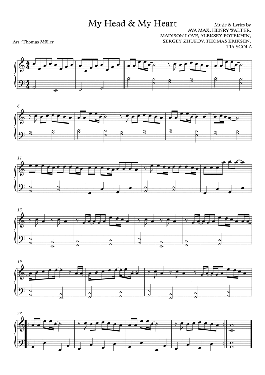 Ava Max Easy Piano scores gallery preview page 1