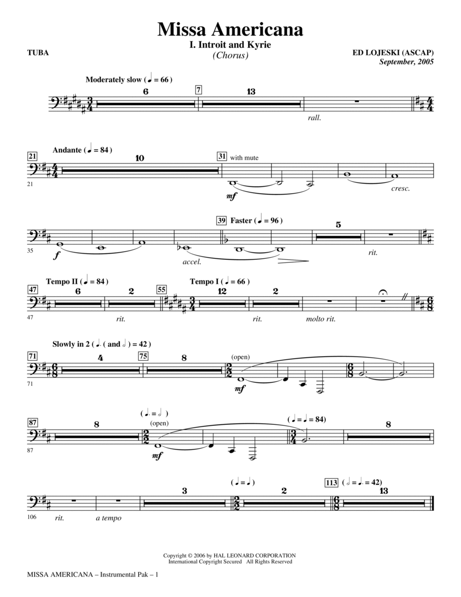 Missa Americana - Tuba Choir scores gallery preview page 1