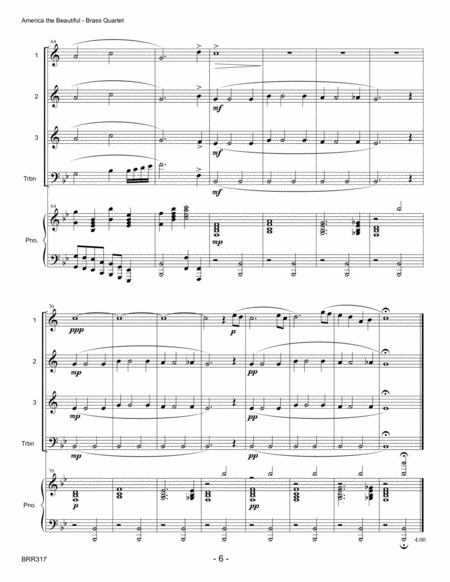 AMERICA THE BEAUTIFUL - BRASS QUARTET with optional Piano image number null