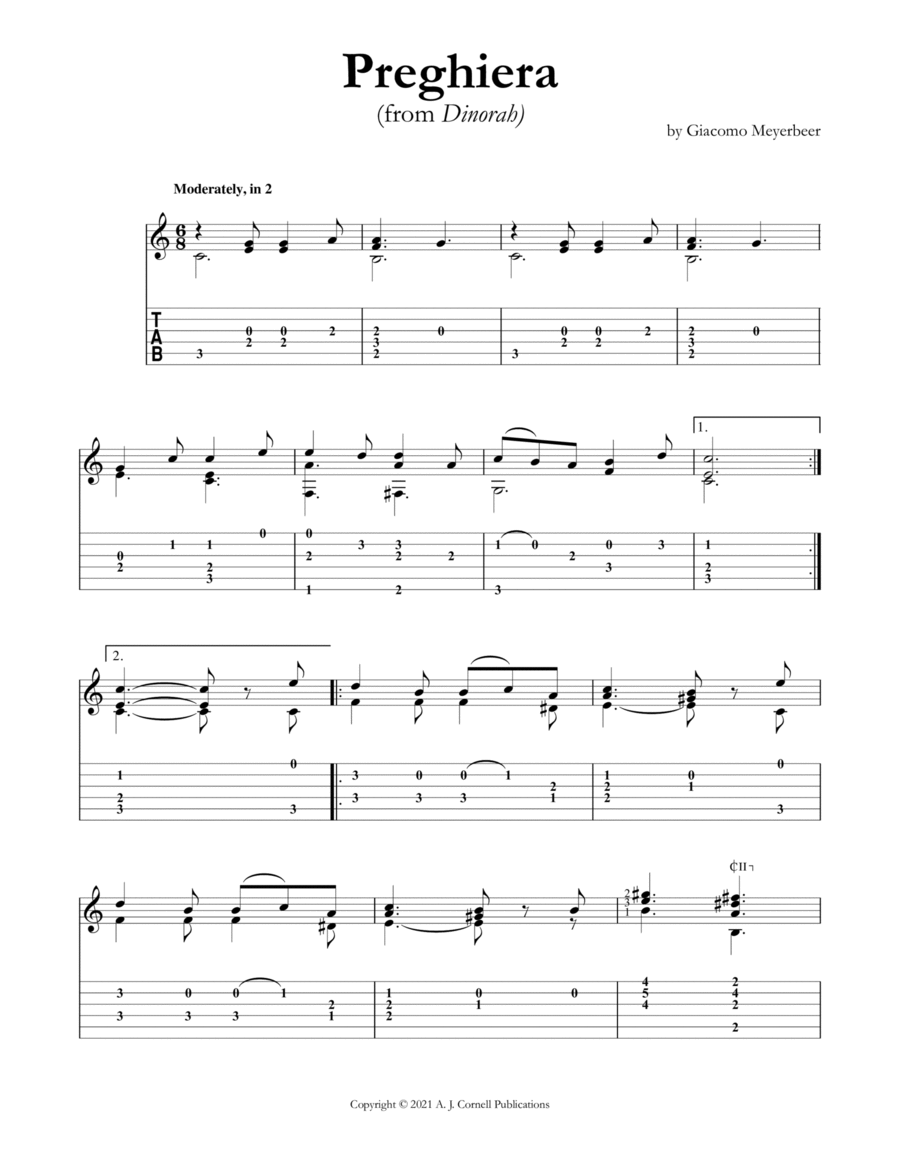 Preghiera (from Dinorah) Preghiera (from Dinorah) Classical Guitar scores gallery preview page 1