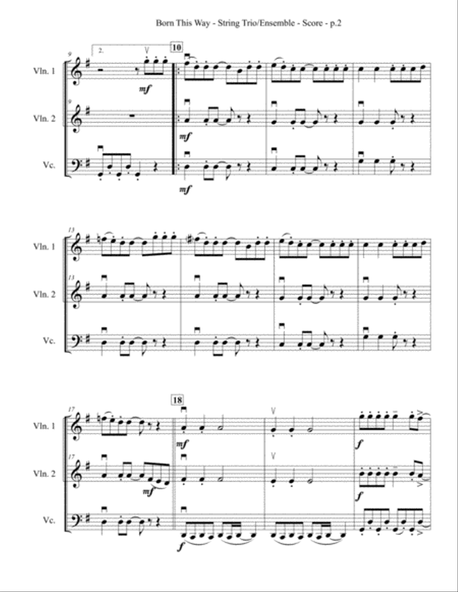 Born This Way String Trio scores gallery preview page 3