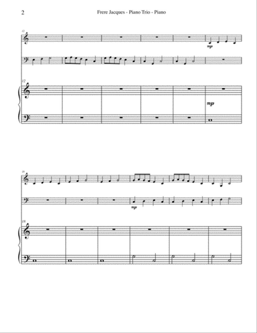 Frere Jacques for Piano Trio String Trio scores gallery preview page 2