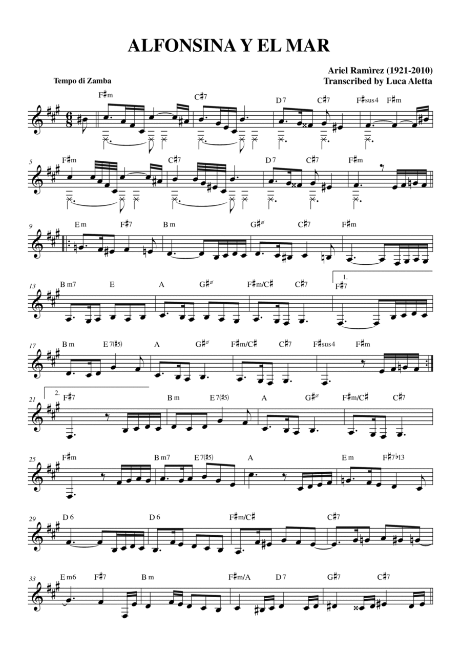Alfonsina y el mar Small Ensemble scores gallery preview page 1