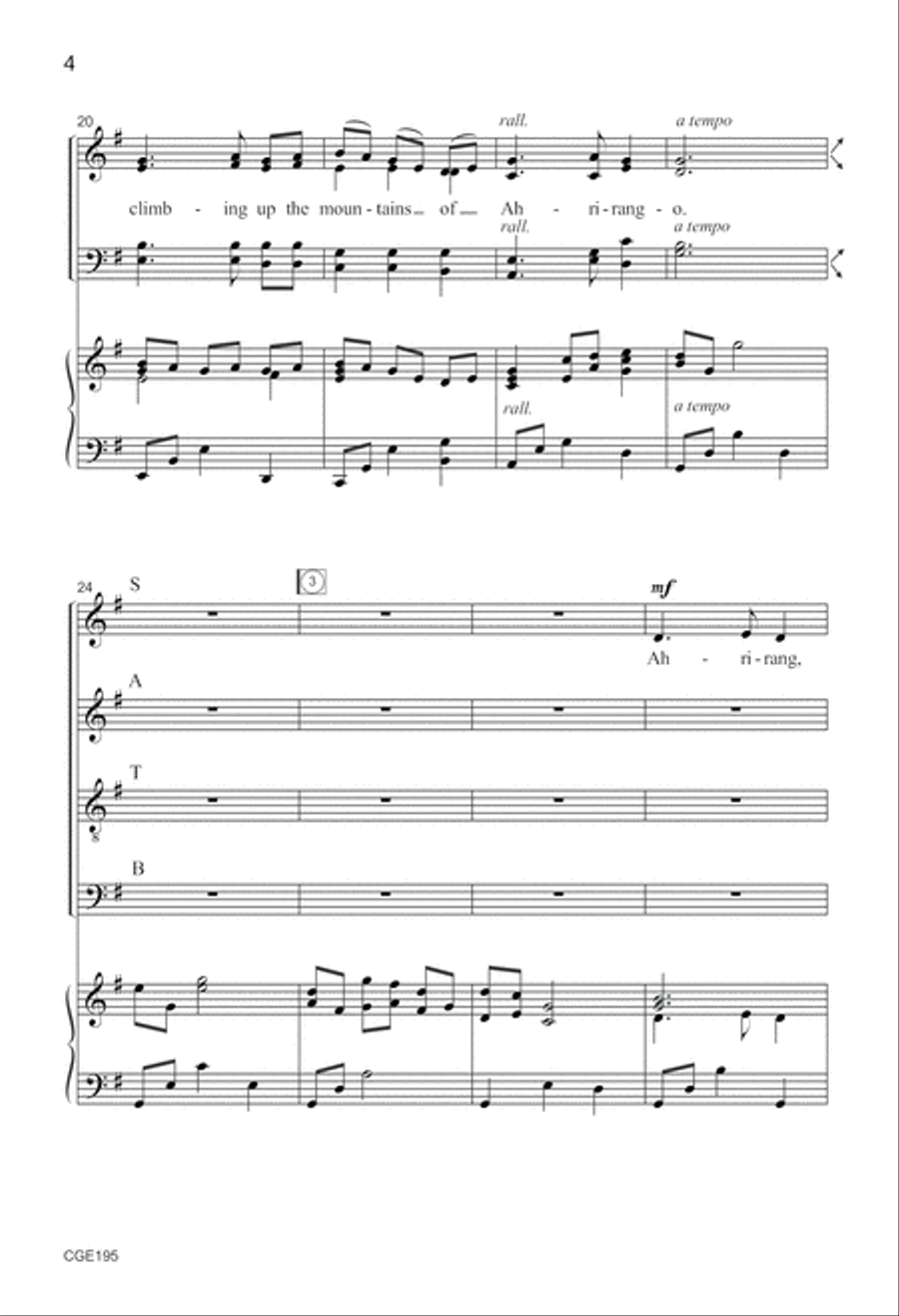 Ahrirang SATB Ahrirang SATB 4-Part scores gallery preview page 4