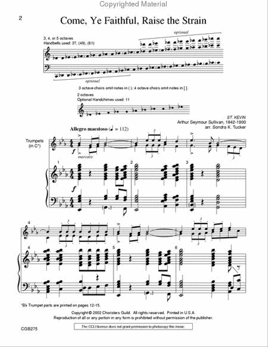 Come, Ye Faithful, Raise the Strain Handbell Choir scores gallery preview page 2