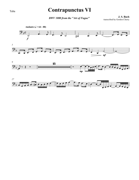 Contrapunctus VI BWV 1080 for Brass Quintet