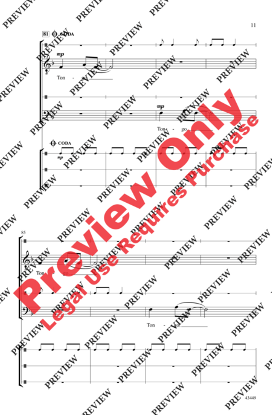 Tongo Tongo Men's Choir scores gallery preview page 22