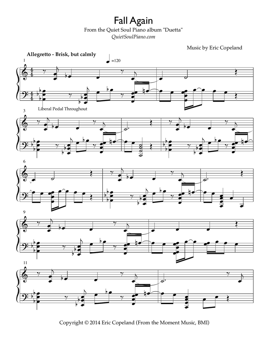 Fall Again Piano Solo scores gallery preview page 1