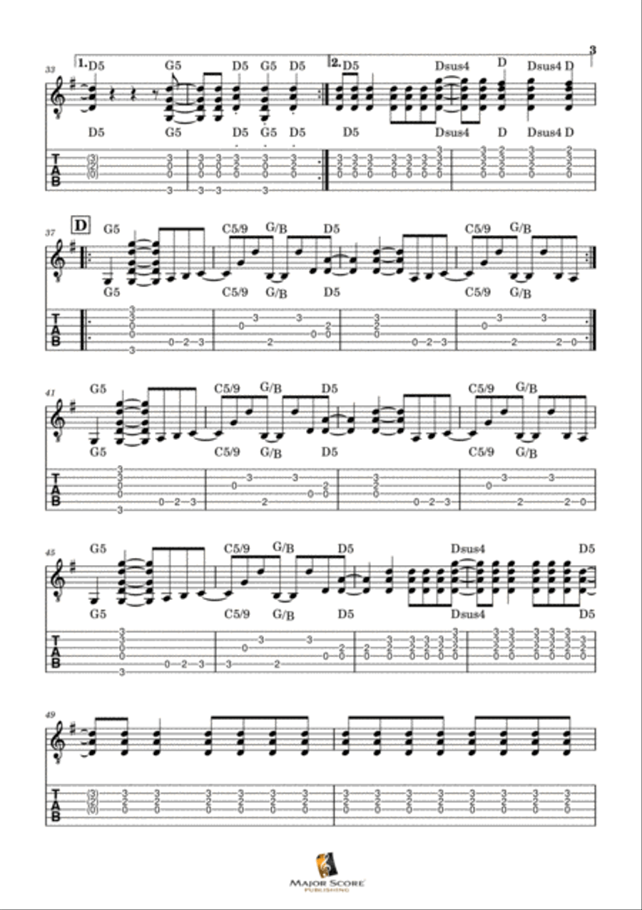 You Shook Me All Night Long Guitar Tablature scores gallery preview page 3