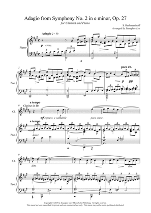 Rachmaninoff: Adagio from Symphony No. 2 for Clarinet and Piano (Arr. Seunghee Lee)