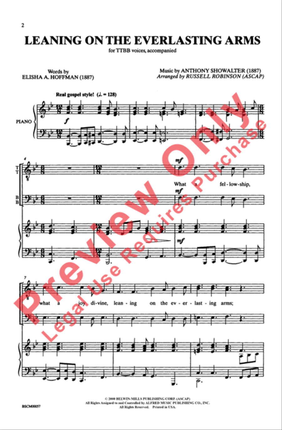Leaning on the Everlasting Arms Men's Choir scores gallery preview page 2