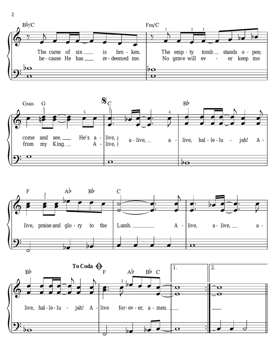 Alive Forever Amen Alive Forever Amen Easy Piano scores gallery preview page 2