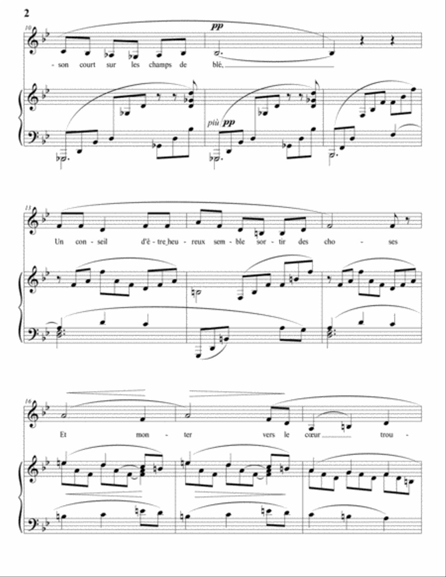 DEBUSSY: Beau soir (transposed to B-flat major) Voice scores gallery preview page 3