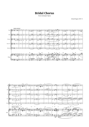 Bridal Chorus by Wagner for Woodwind Quintet and Piano with Chords