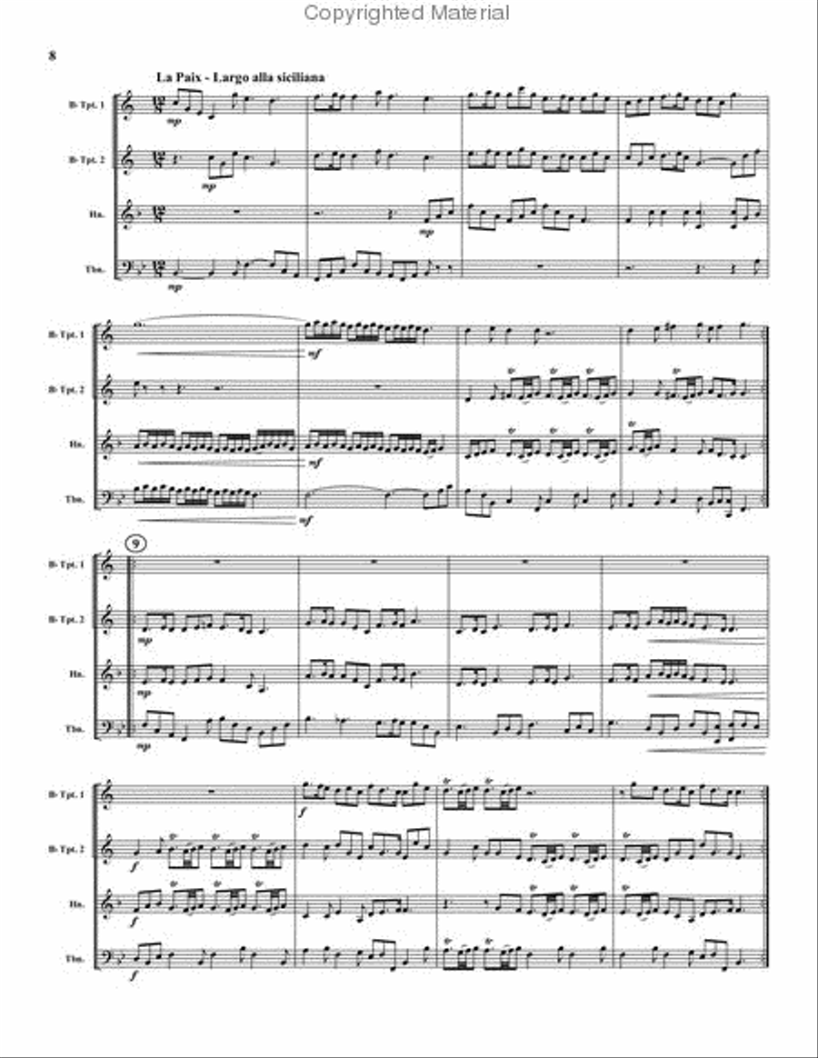 Royal Fireworks Suite Brass Quartet scores gallery preview page 3