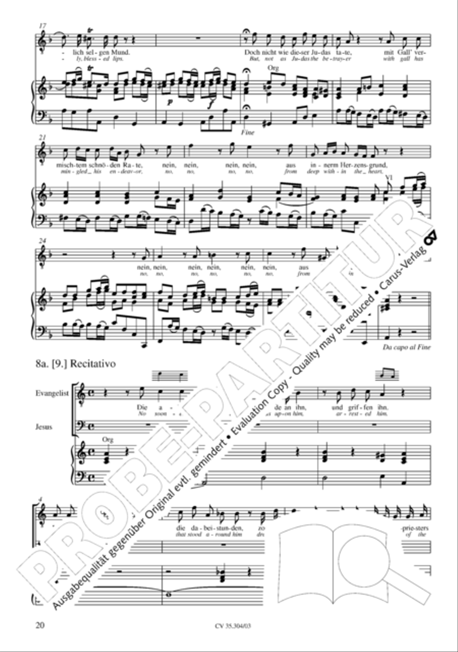 St. Mark Passion (Markus-Passion) 4-Part scores gallery preview page 21