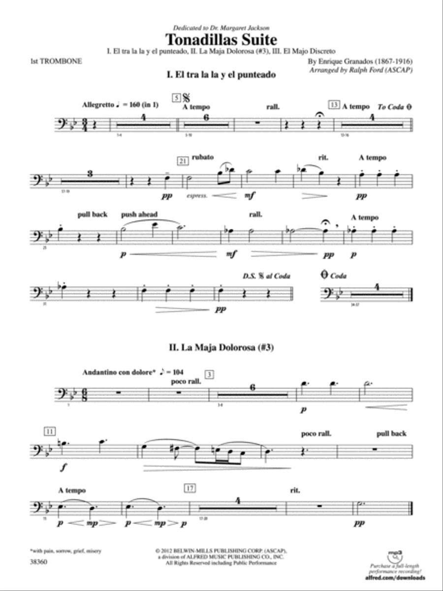Tonadillas Suite: 1st Trombone Concert Band scores gallery preview page 1