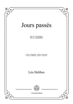 Book cover for Delibes-Jours passés in e minor,for voice and piano