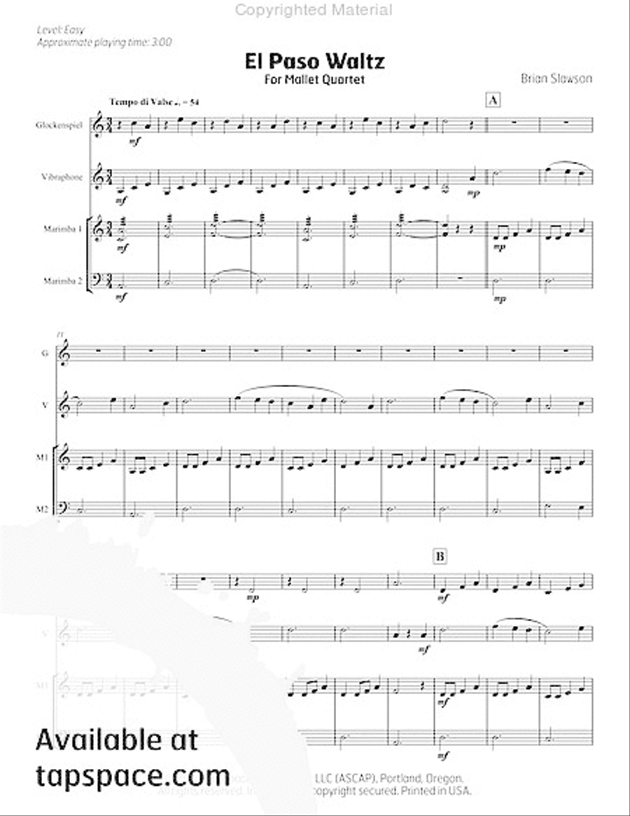 El Paso Waltz Percussion Ensemble scores gallery preview page 6