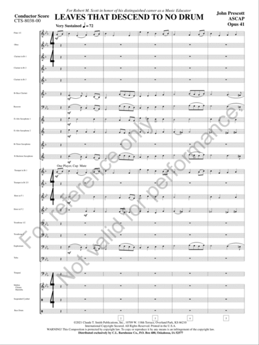Leaves That Descend To No Drum Concert Band scores gallery preview page 4