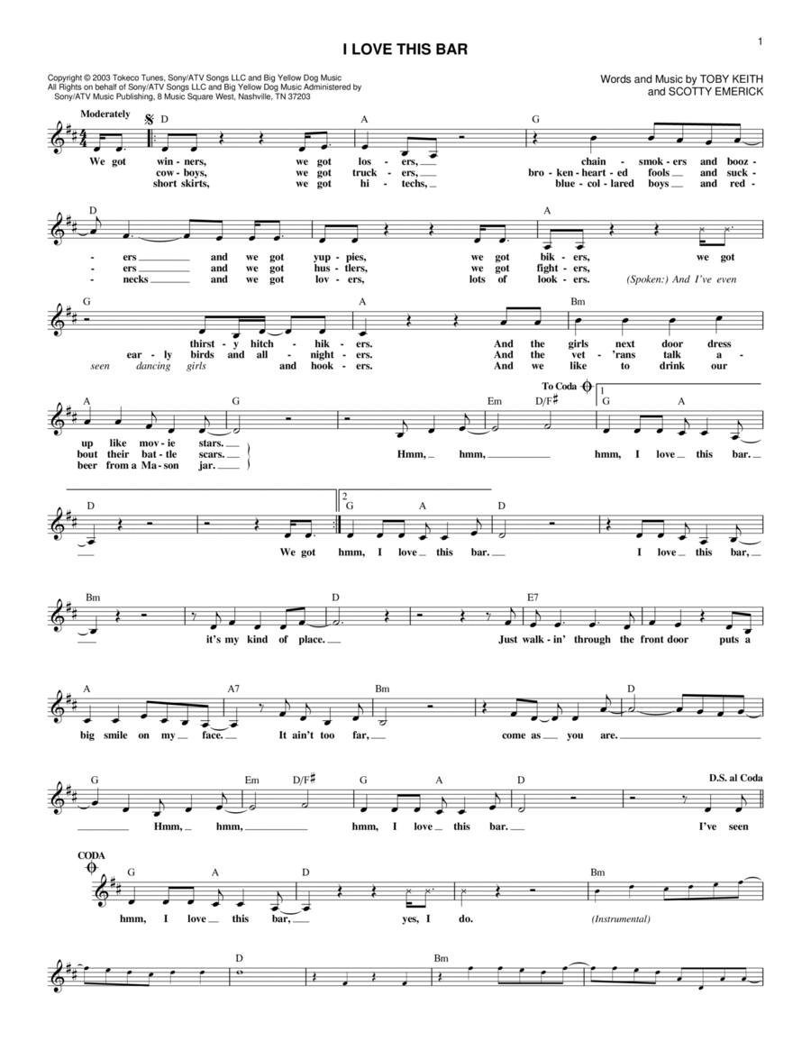 I Love This Bar Piano scores gallery preview page 1