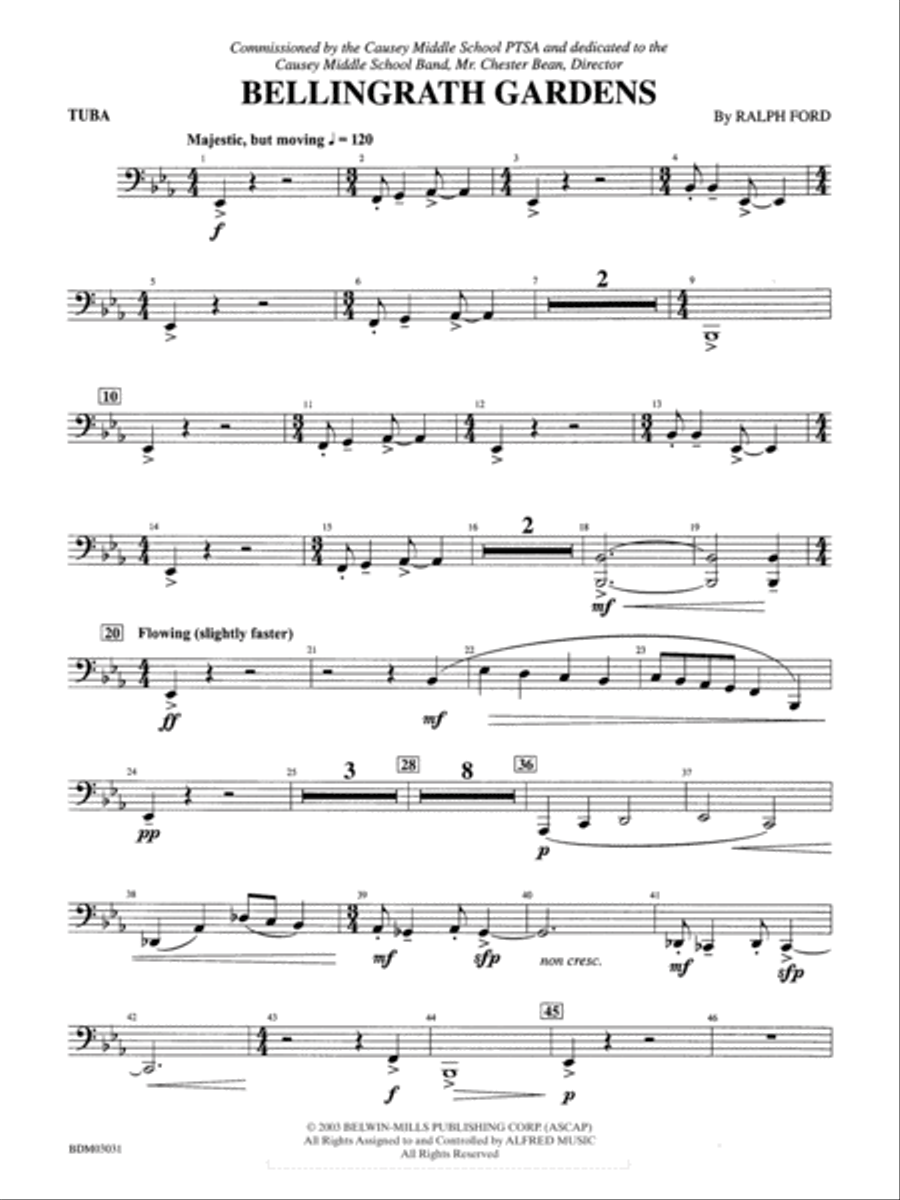 Bellingrath Gardens: Tuba Concert Band scores gallery preview page 1