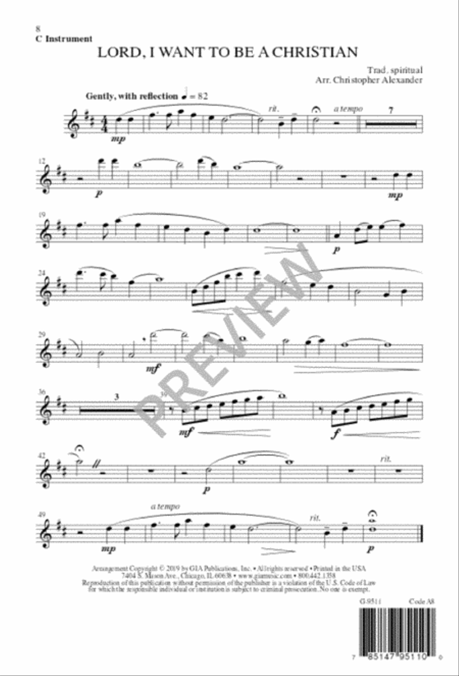 Lord, I Want to Be a Christian 4-Part scores gallery preview page 8