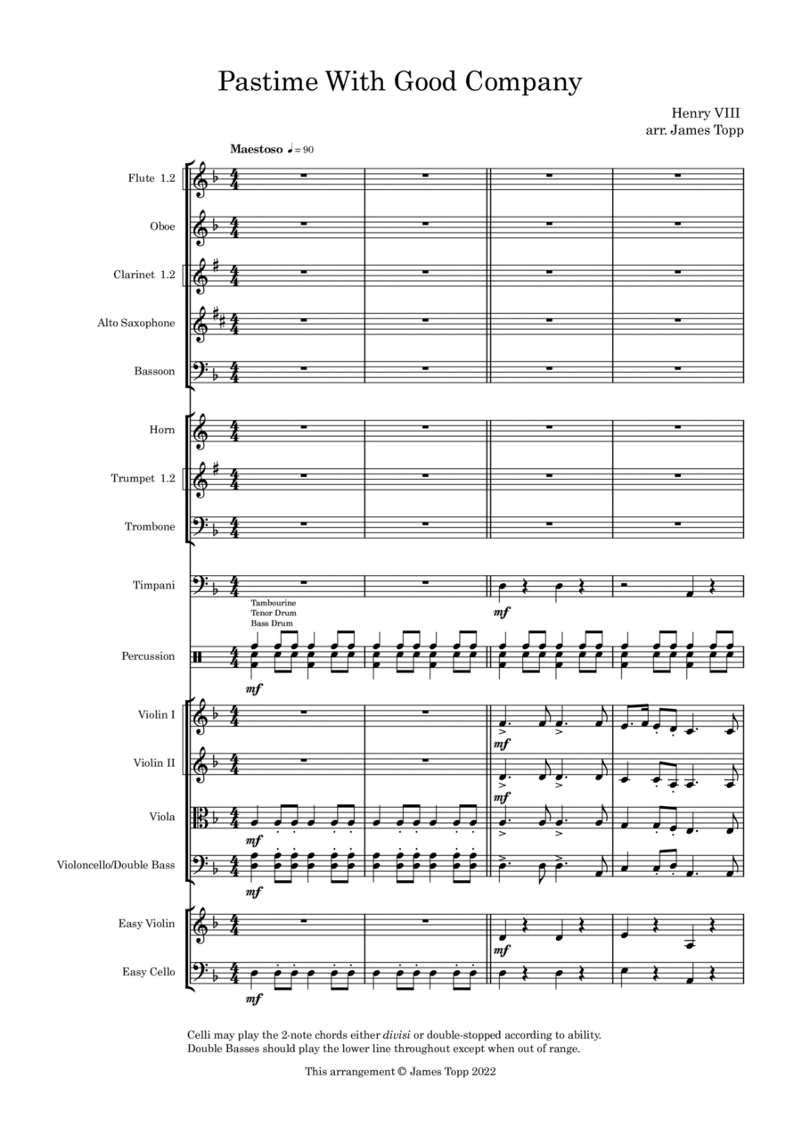 Pastime With Good Company Full Orchestra scores gallery preview page 1