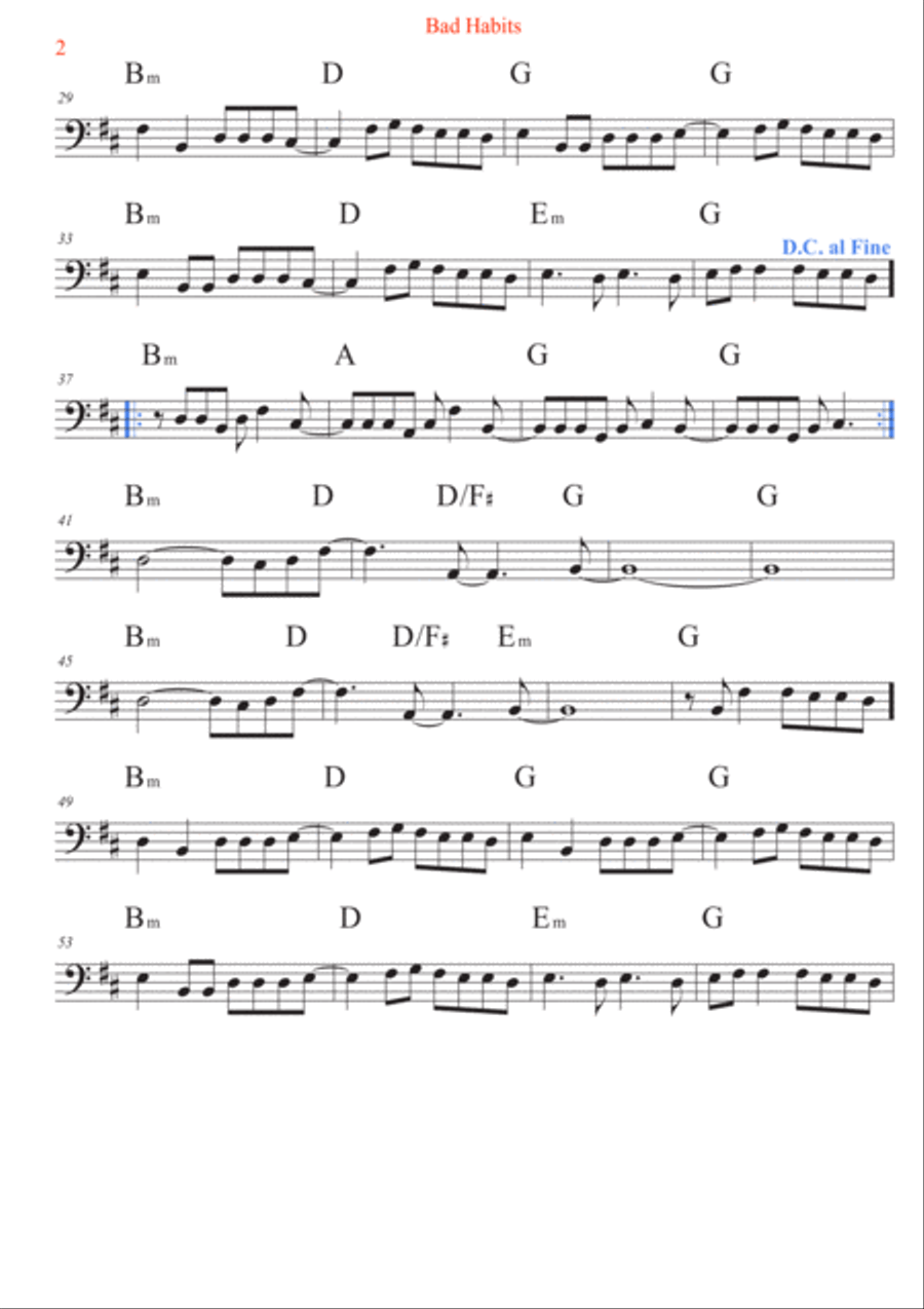 Bad Habits Trombone Solo scores gallery preview page 2