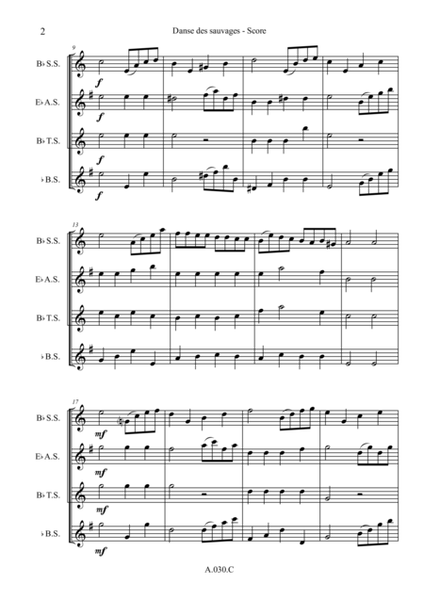 Danse des sauvages, for Saxophone Quartet - Score & Parts