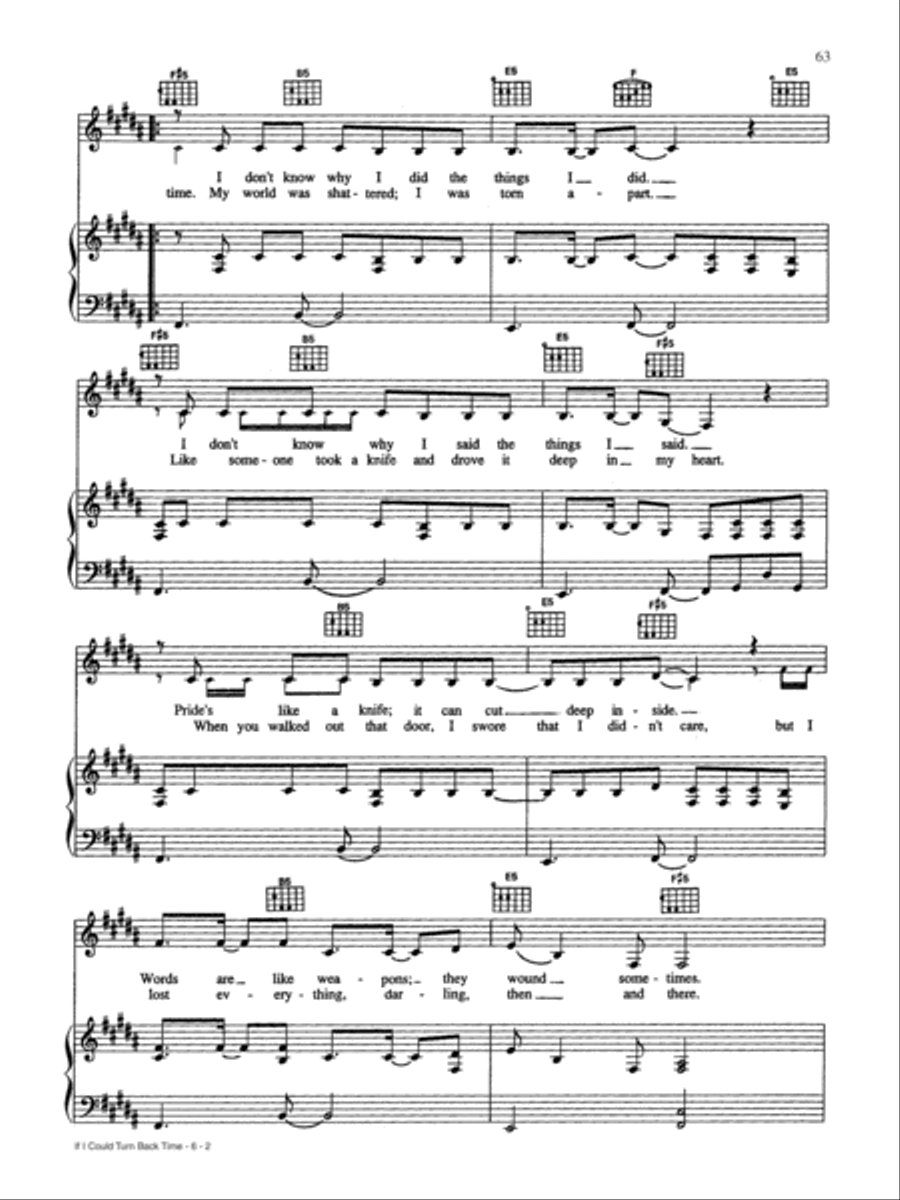 If I Could Turn Back Time Piano, Vocal, Guitar scores gallery preview page 2