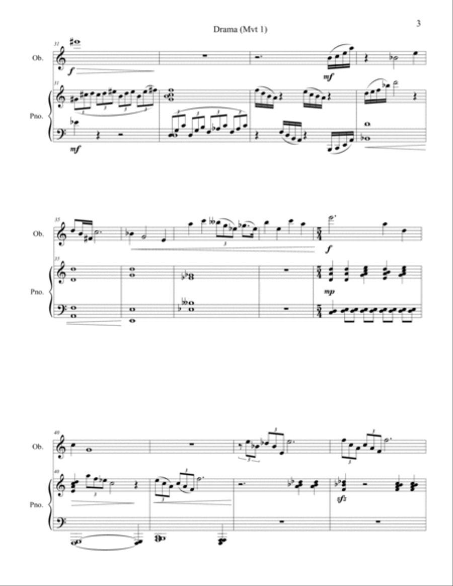 3 Emotions for Oboe and Piano Woodwind Duet scores gallery preview page 3