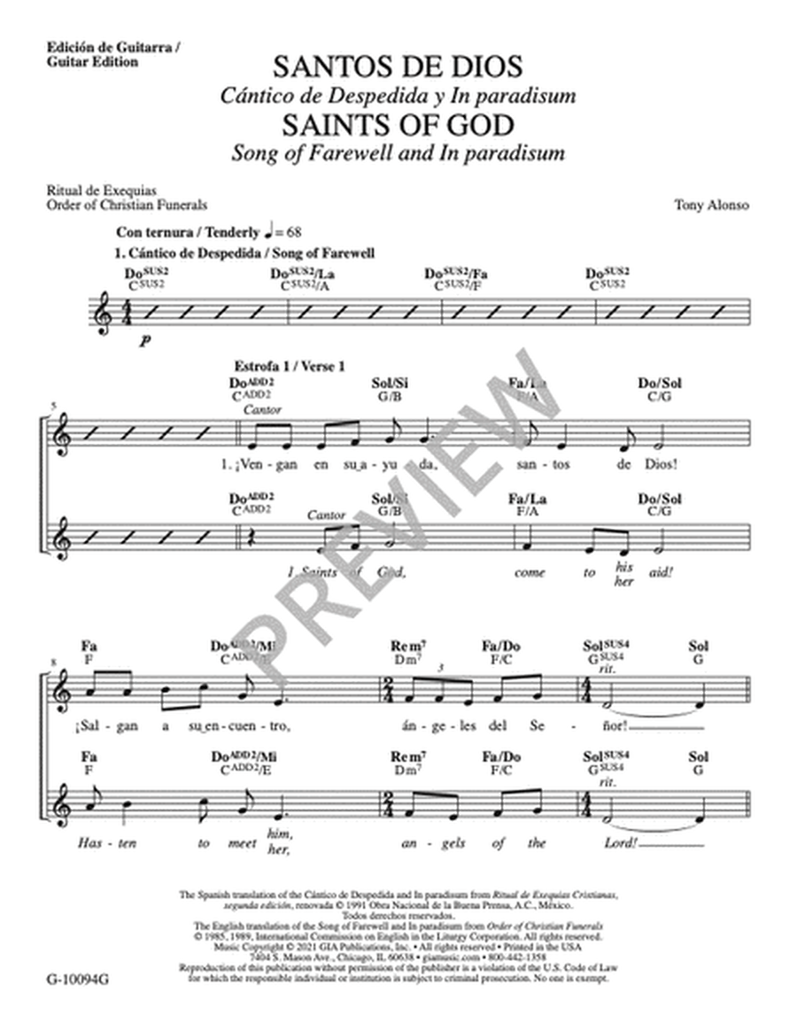 Santos de Dios / Saints of God - Guitar edition