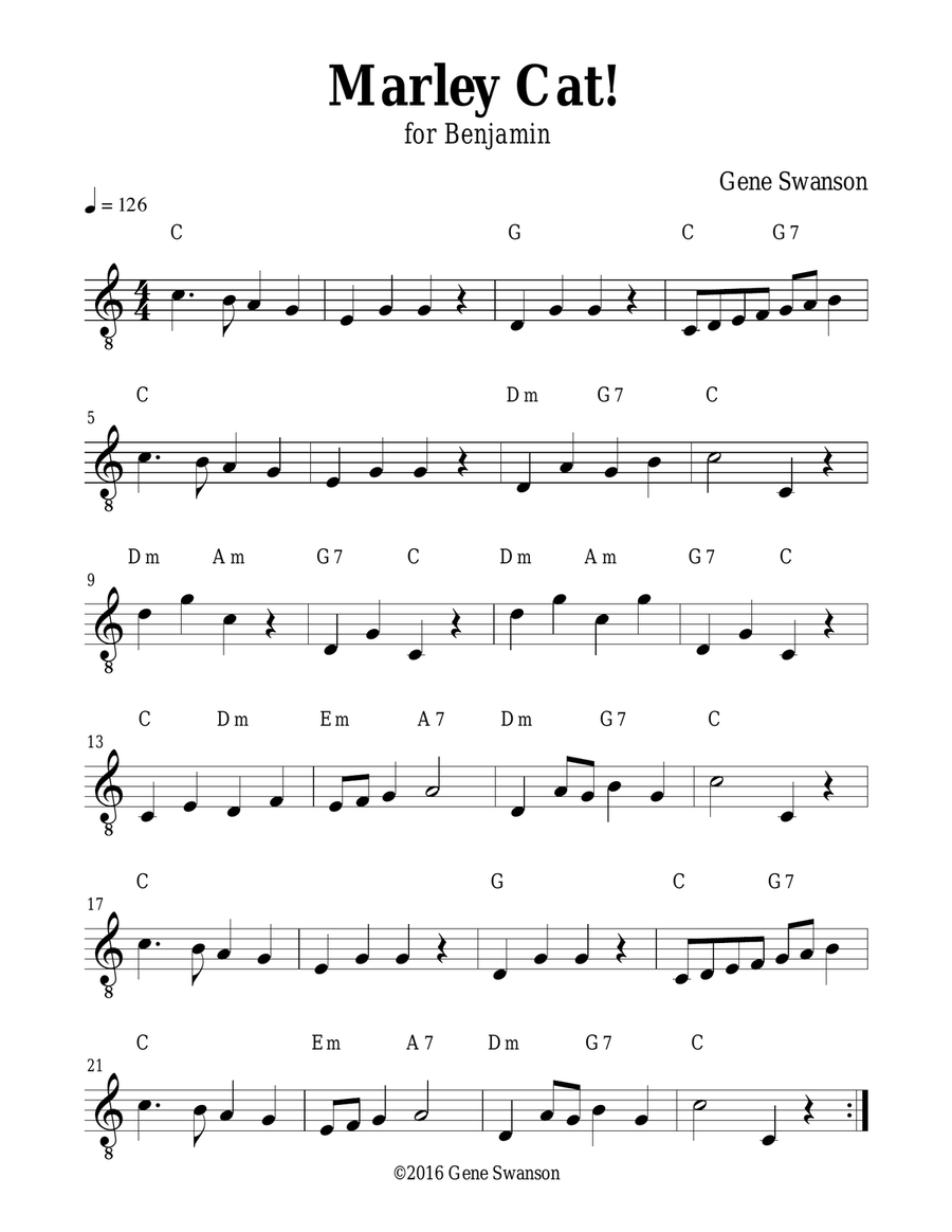 Marley Cat! - Play Along! Piano scores gallery preview page 1