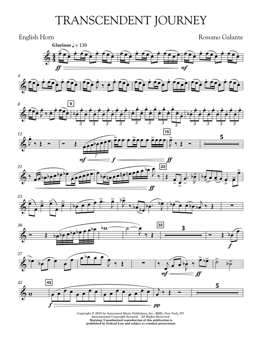Transcendent Journey - English Horn English Horn scores gallery preview page 1