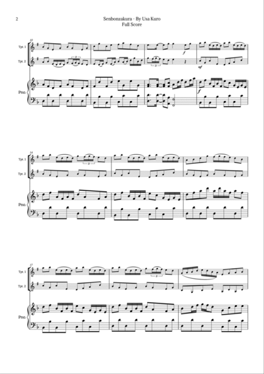 Senbonzakura Trumpet Duet scores gallery preview page 2