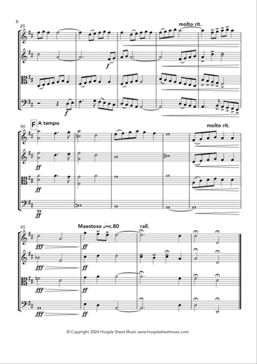 Thine be the Glory (Fantasy) String Quartet scores gallery preview page 6
