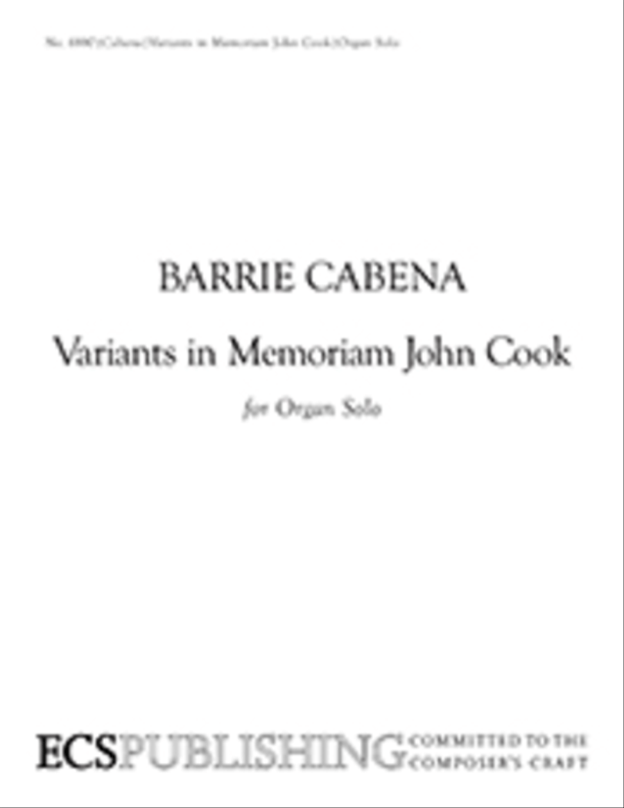 Variants in Memoriam John Cook Organ scores gallery preview page 1