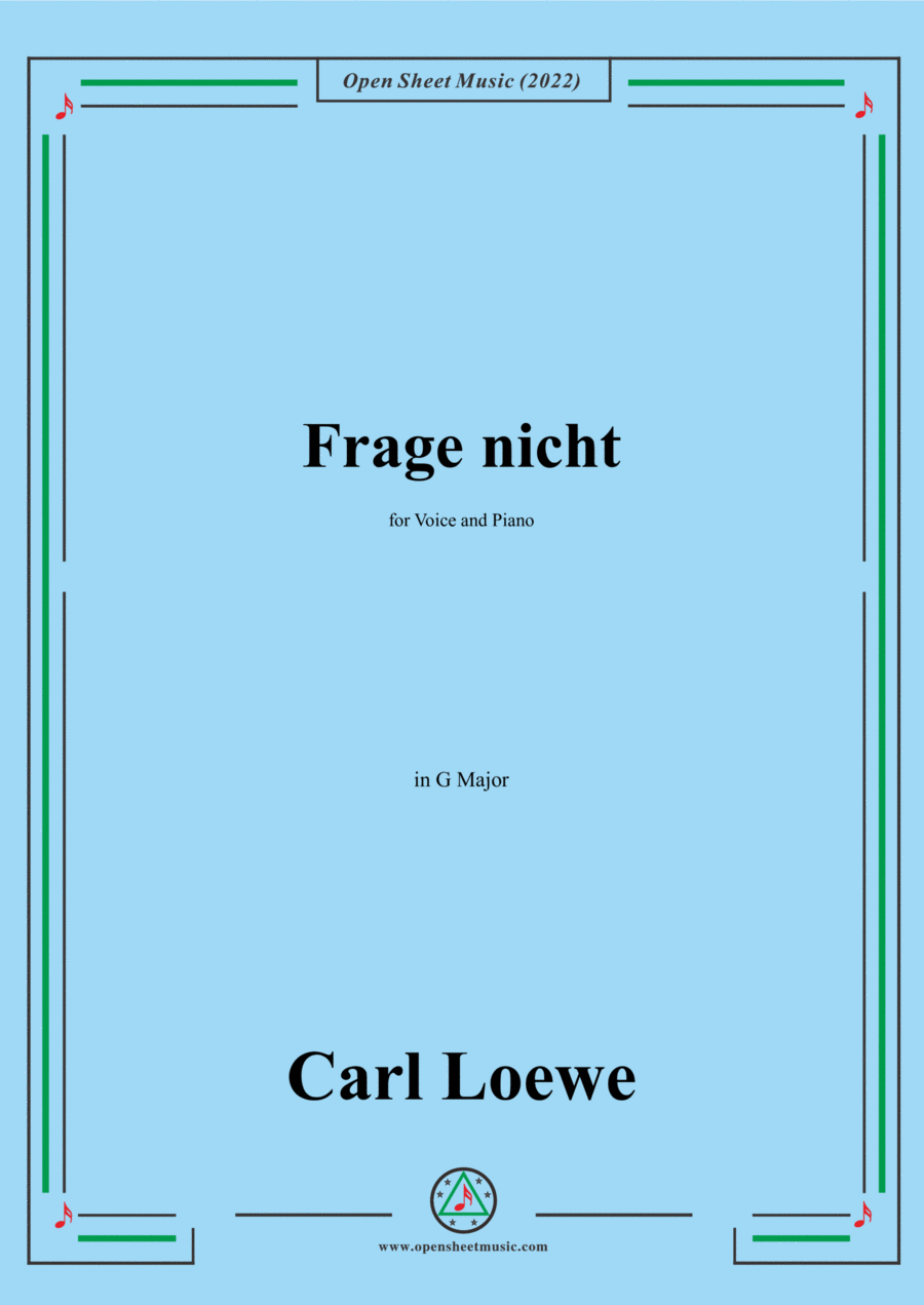 Loewe-Frage nicht,in G Major,for Voice and Piano Voice Solo scores gallery preview page 1