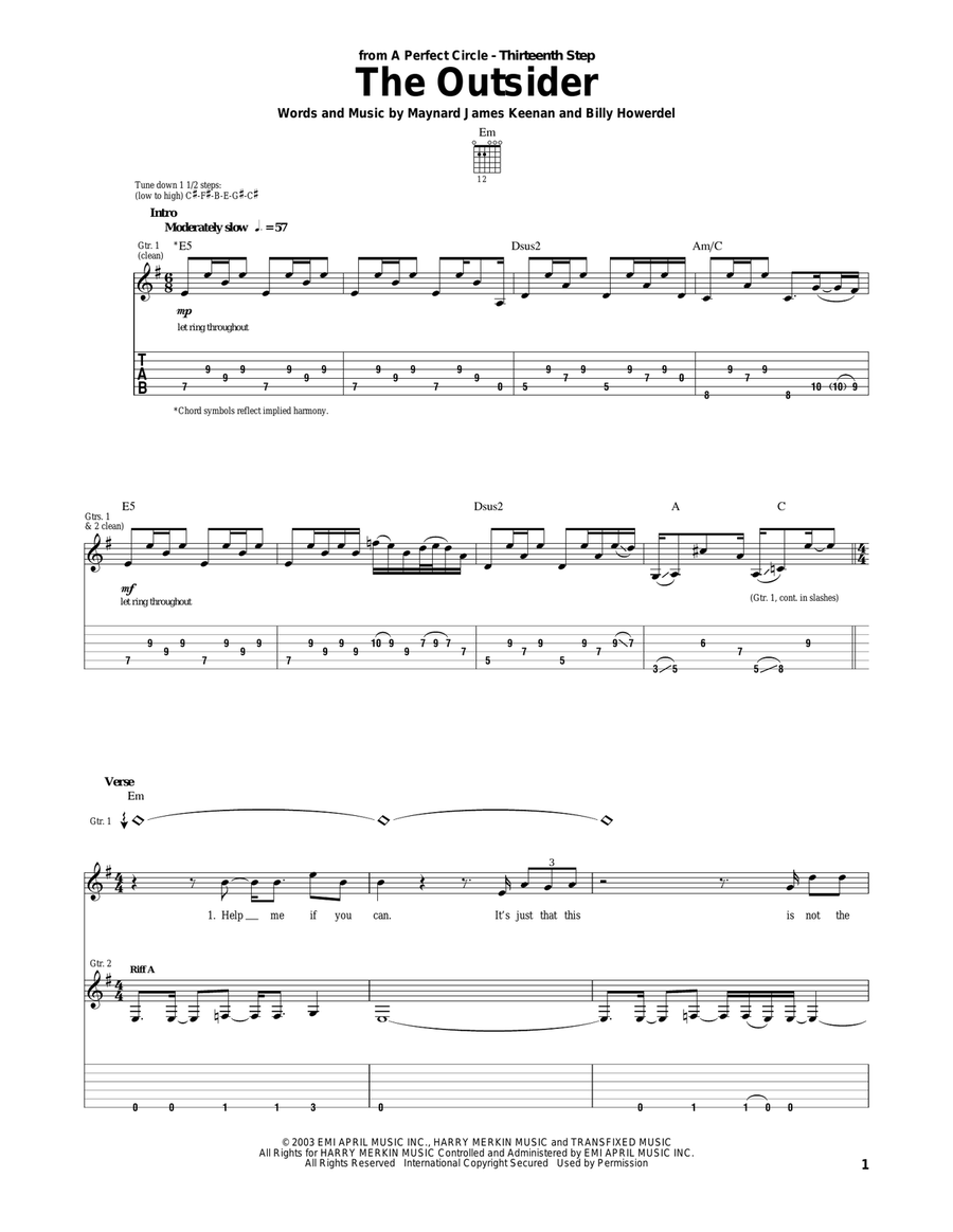 The Outsider Electric Guitar scores gallery preview page 1