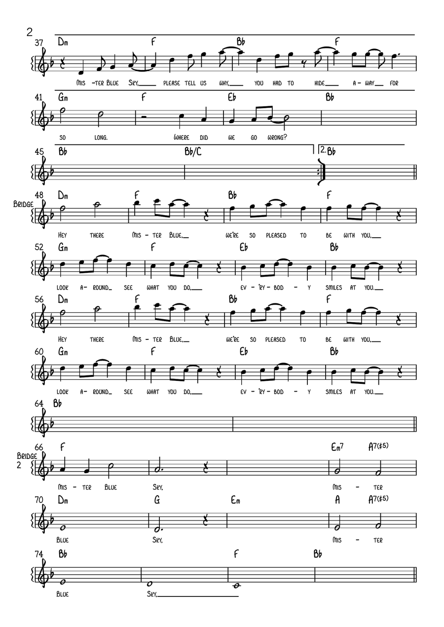 Mr. Blue Sky Piano, Vocal scores gallery preview page 2