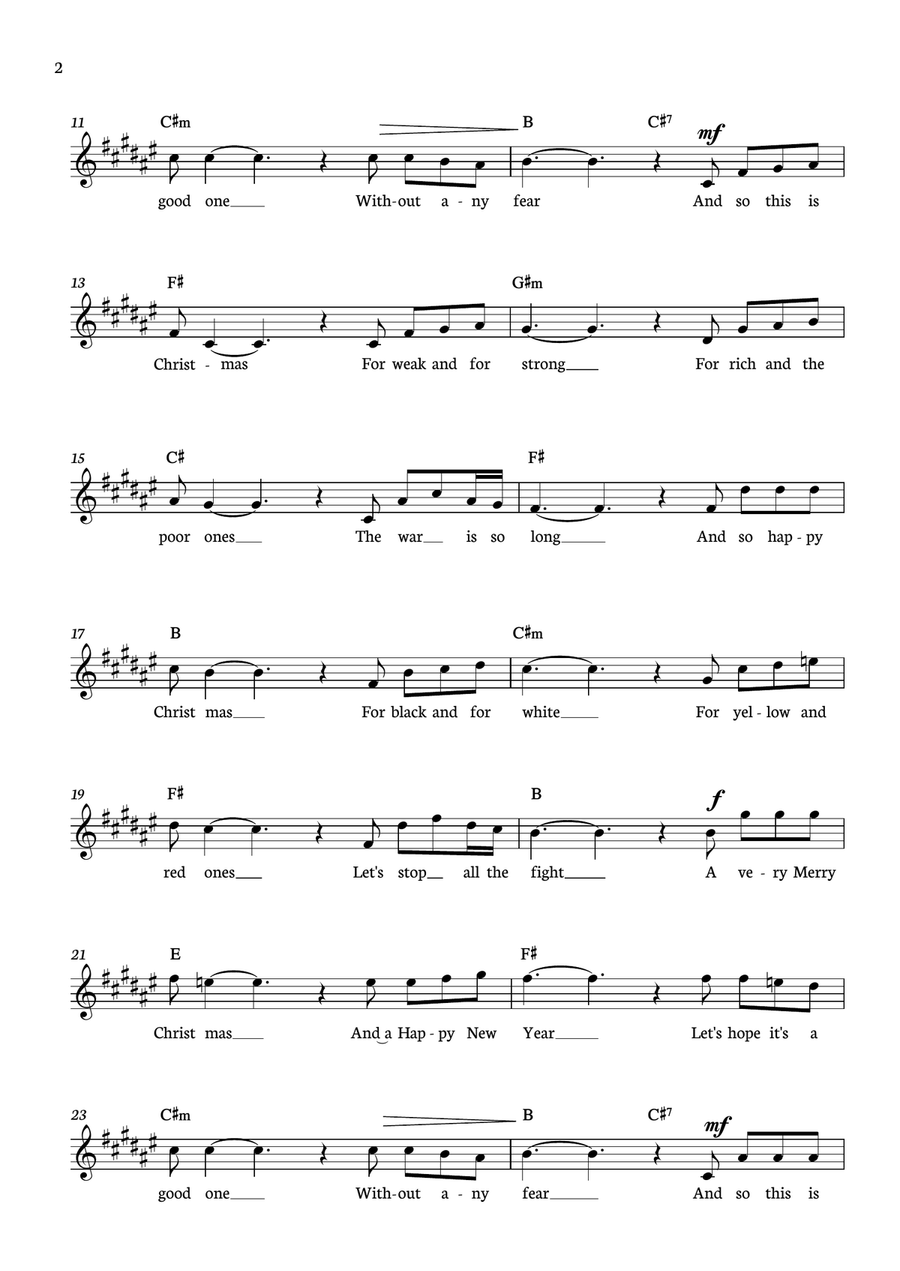 Happy Xmas (war Is Over) Happy Xmas (war Is Over) Acoustic Guitar scores gallery preview page 2