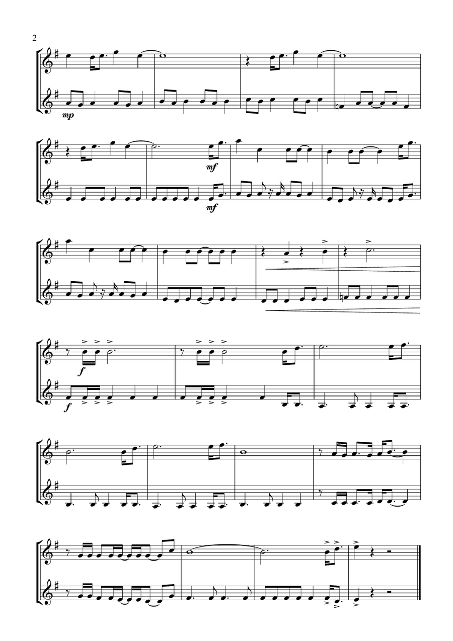 Gonna Fly Now Trumpet Duet scores gallery preview page 2