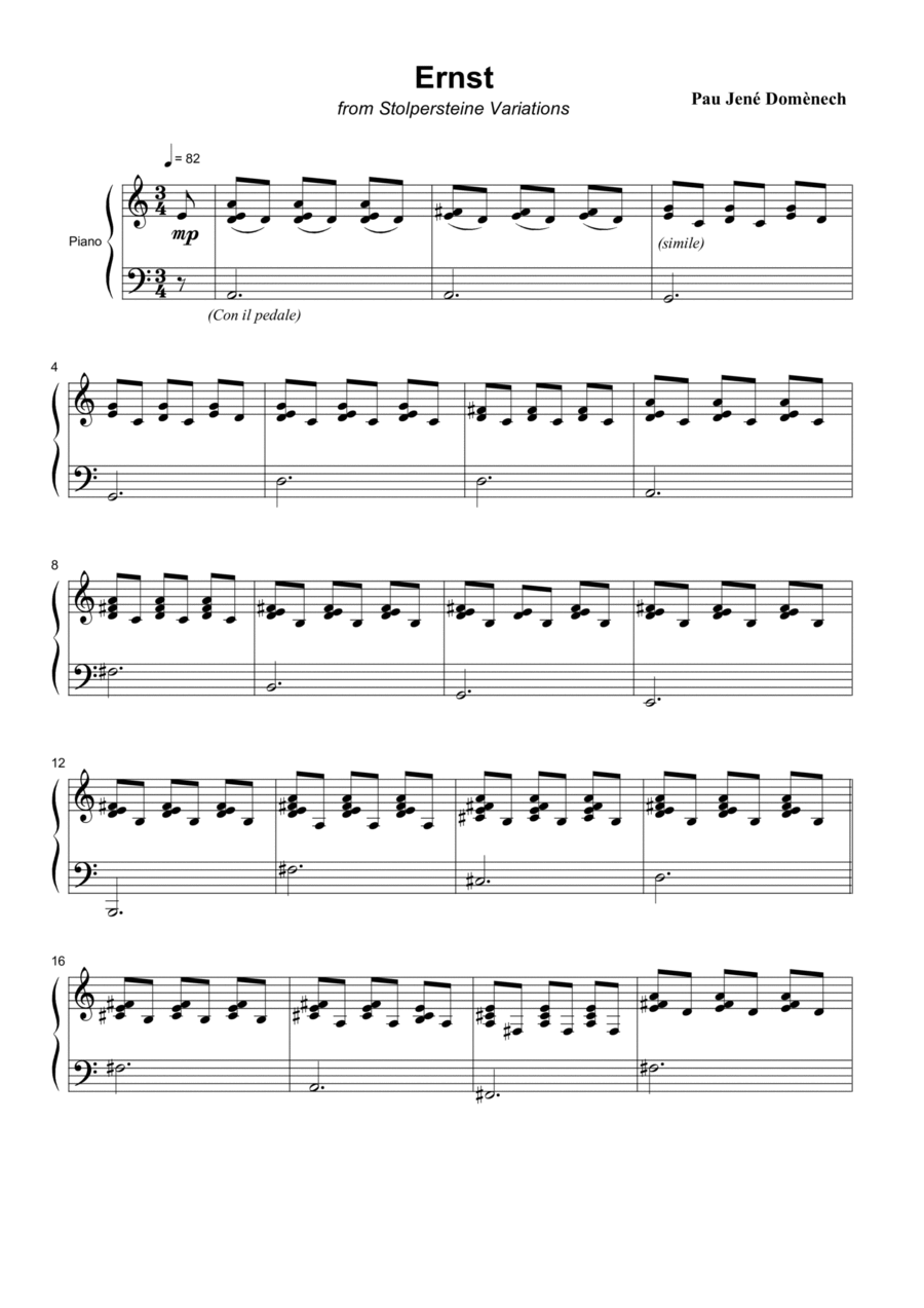 Ernst, Stolpersteine Variations Piano Solo scores gallery preview page 1