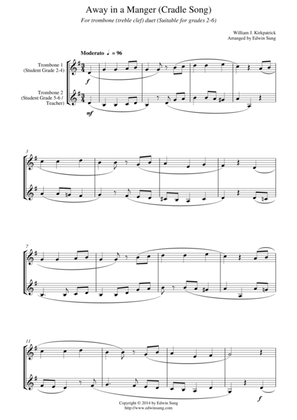 Away in a Manger (Cradle Song) (for trombone duet (treble clef), suitable for grades 2-6)