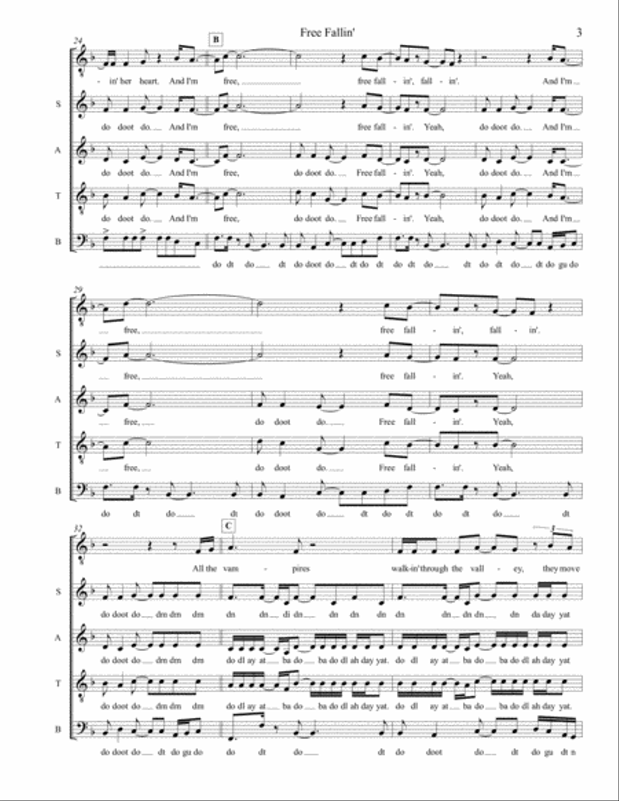 Free Fallin' Free Fallin' 4-Part scores gallery preview page 3