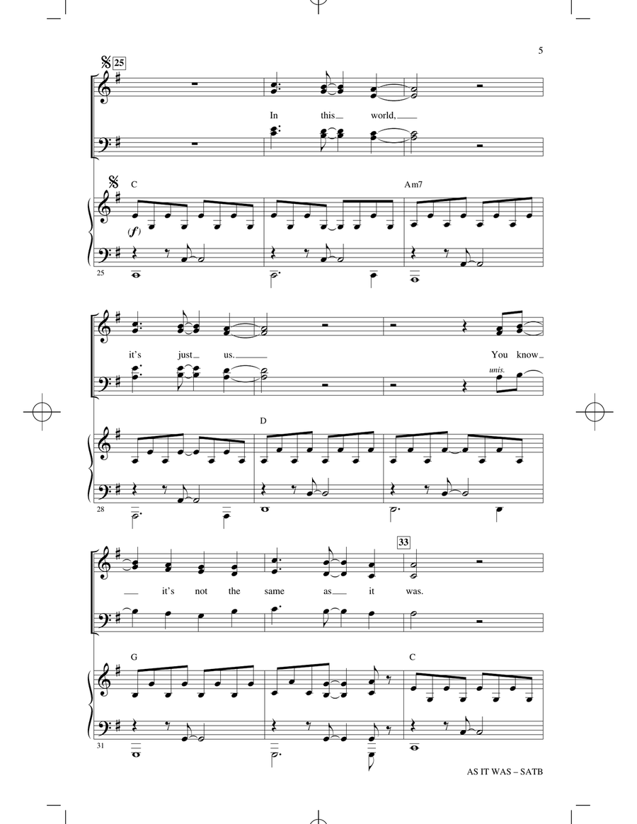 As It Was (arr. Mark Brymer) 4-Part scores gallery preview page 4