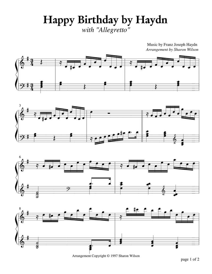 Happy Birthday by Haydn Piano Method scores gallery preview page 1