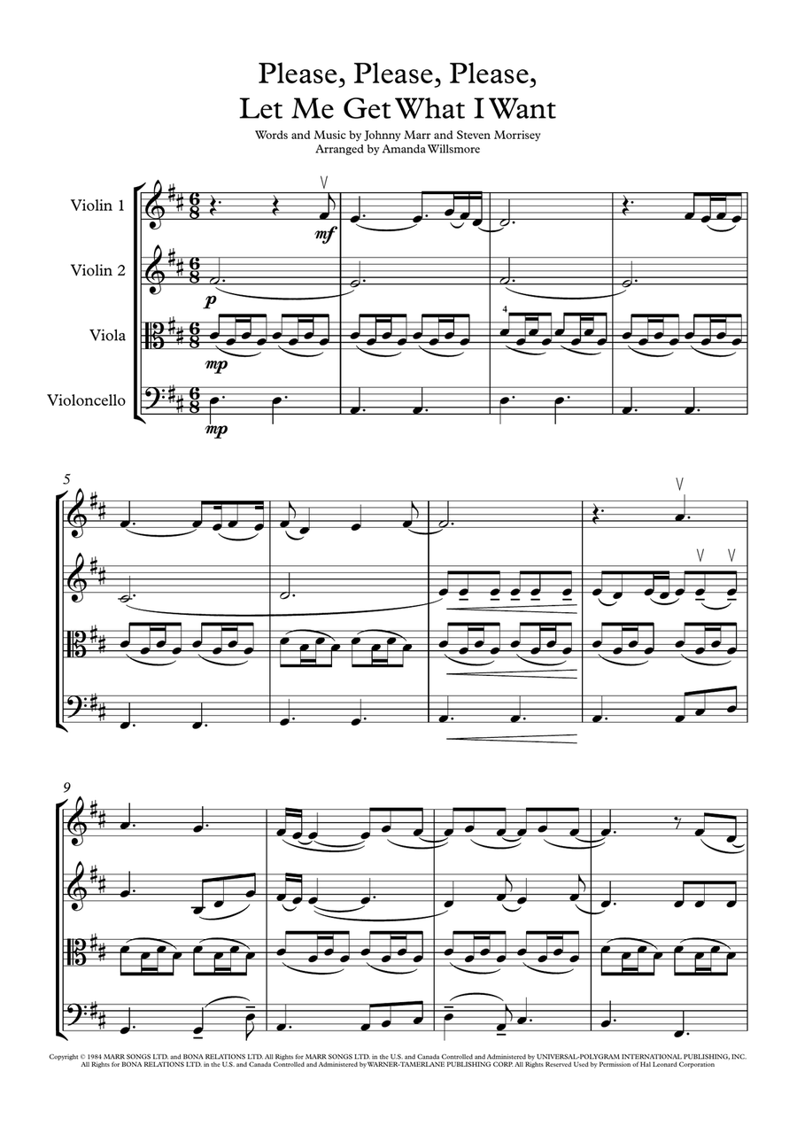 Please, Please, Please, Let Me Get What I Want String Quartet scores gallery preview page 1
